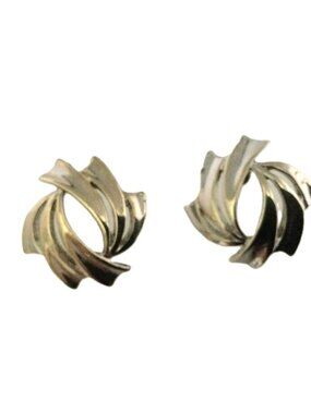 intage Silver Tone Spiral Drop Earrings 1" Retro Modern 8.50g